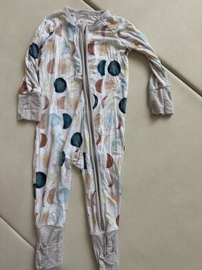 Little Sleepies Cream Footie with Multi Moon Dots